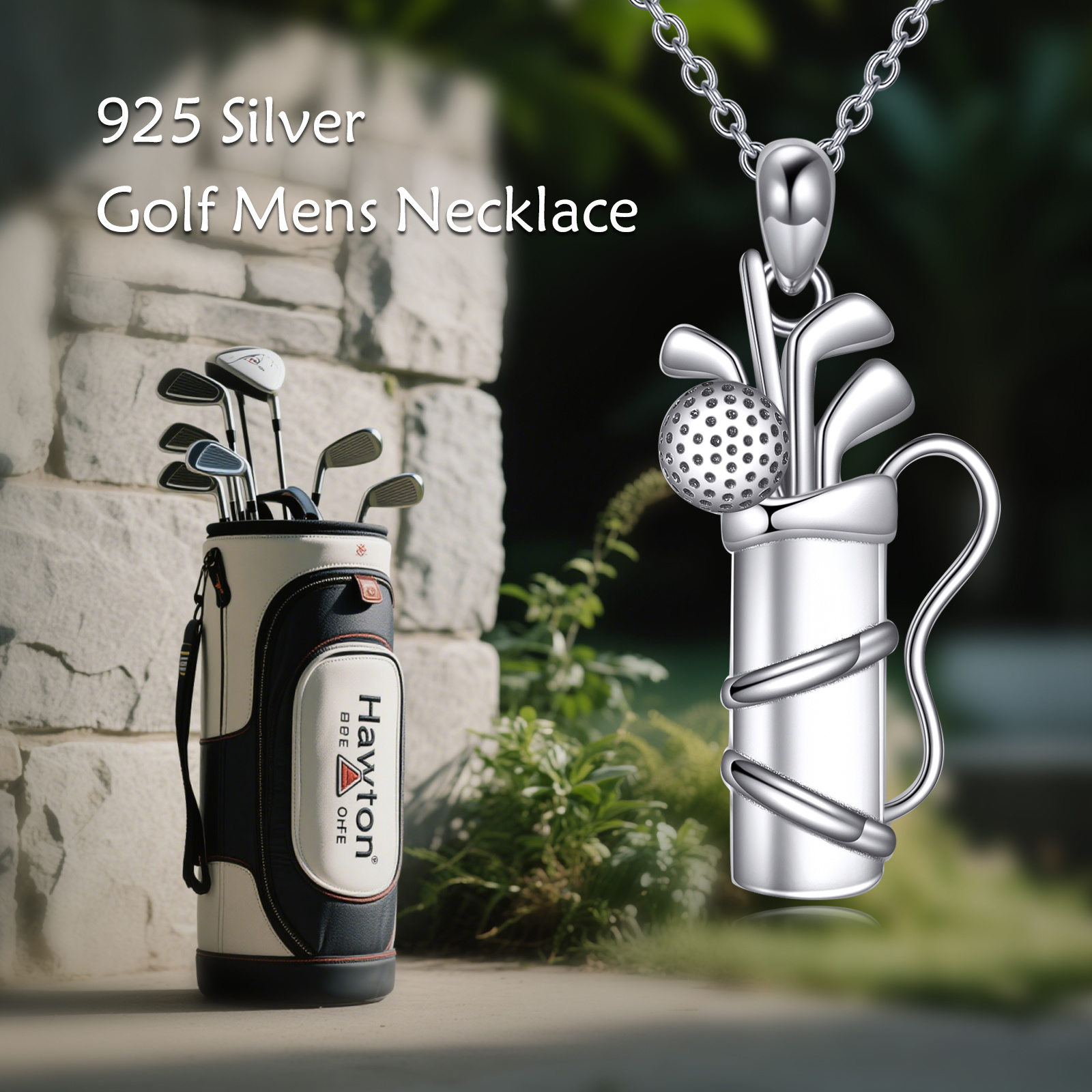 925 Sterling Silver Men's Golf Necklace, Daily Wear